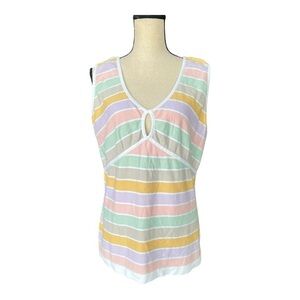 Sonia Rykiel Ribbed Striped Multicolor Sleeveless Tank Top Size 46 (US XL)